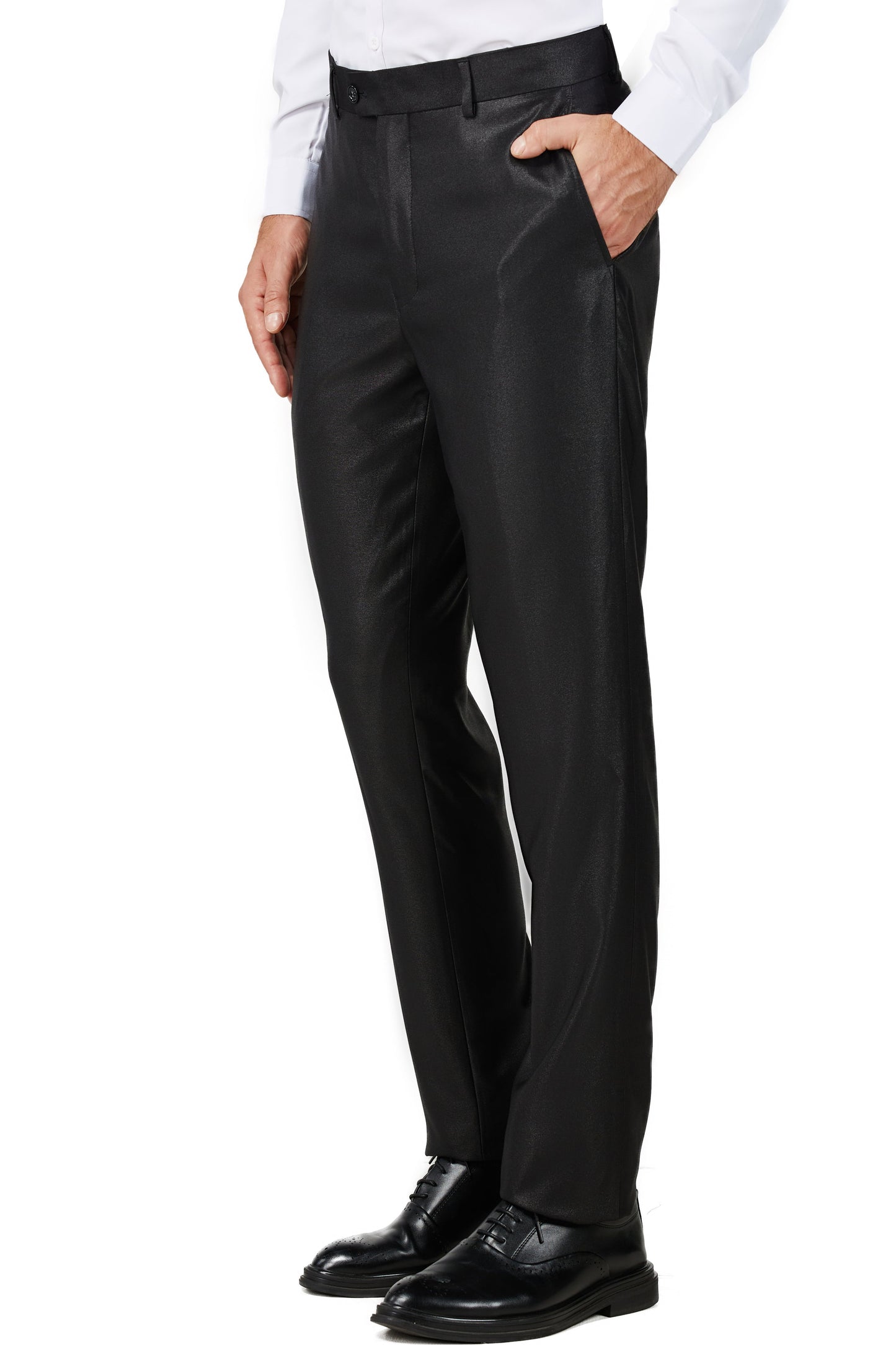 0408-Shiny Black-Tuxedo-Slim FiT-3PC-SIZE 34S-46S & 34R-56R & 38L-56L