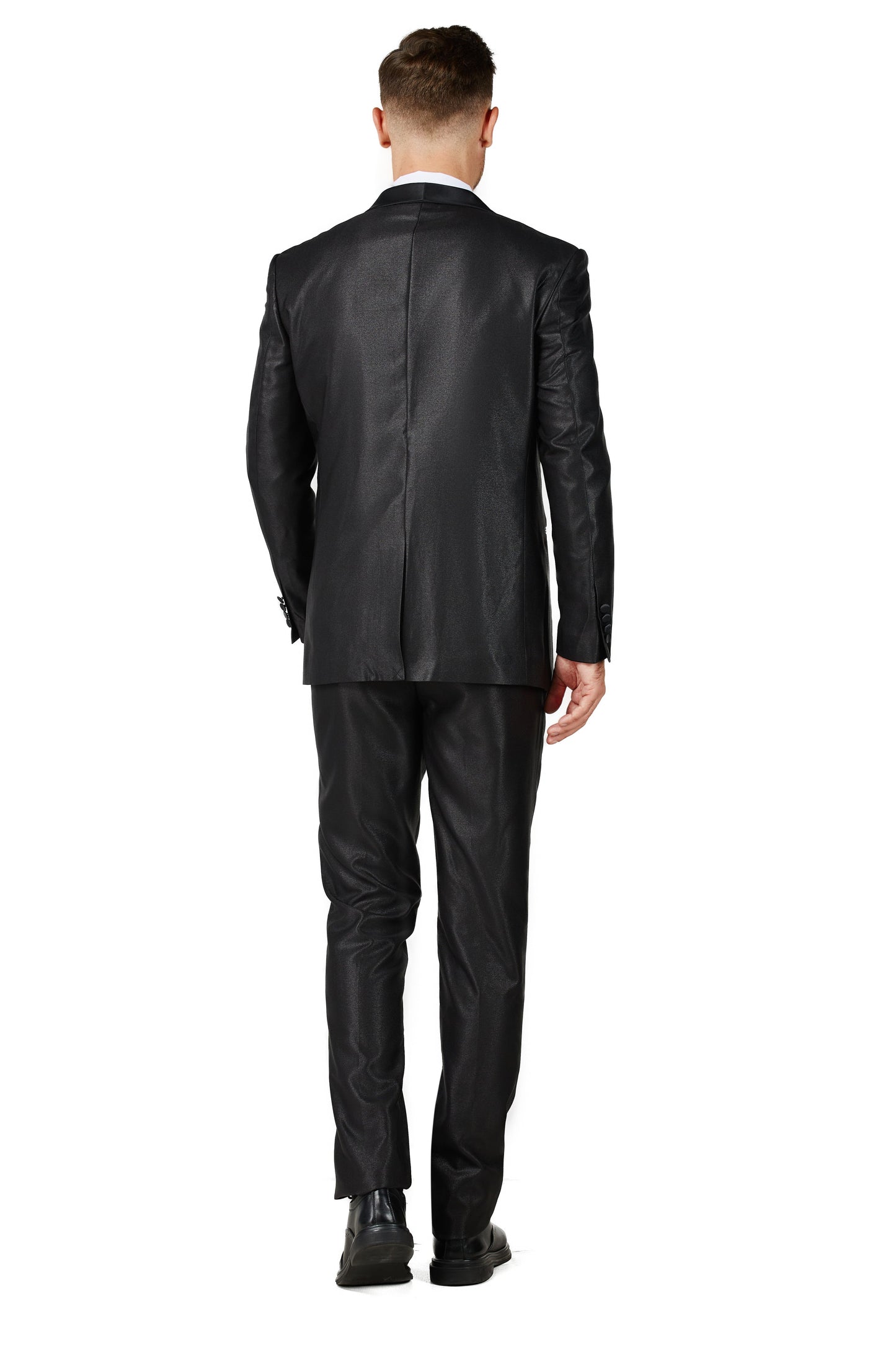 0408-Shiny Black-Tuxedo-Slim FiT-3PC-SIZE 34S-46S & 34R-56R & 38L-56L