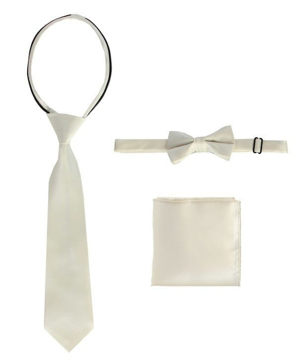 STS-BOYS-3 PC SET-SOLID-TIE-BOWTIE-P SQ-20 COLORS-SIZE 2-4 AND 5-7 AND 8-18