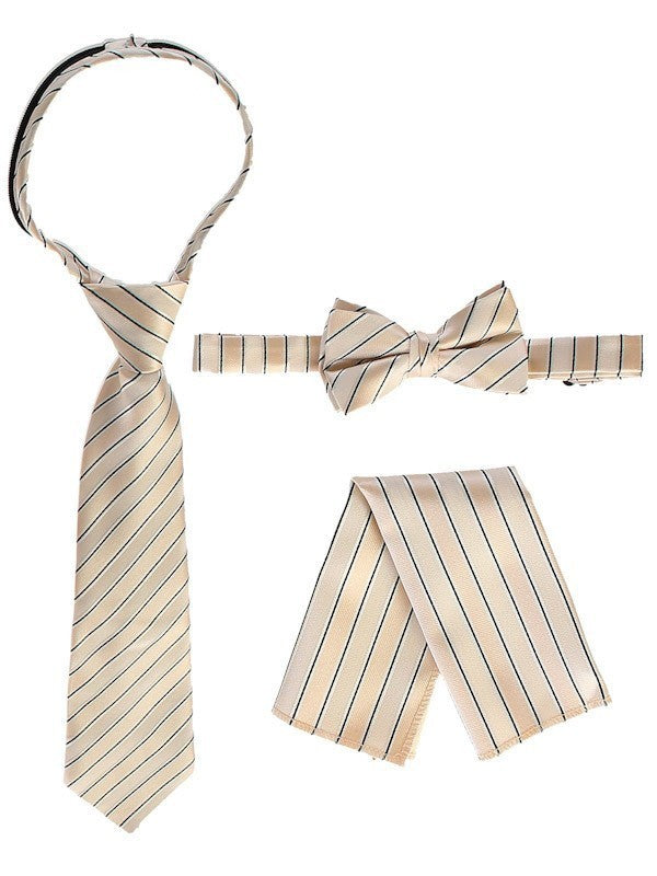 RTS-BOYS-3 PC SET-CTRIPED-TIE-BOWTIE-P SQ-17 COLORS-SIZE 2-4 AND 5-7 AND 8-18