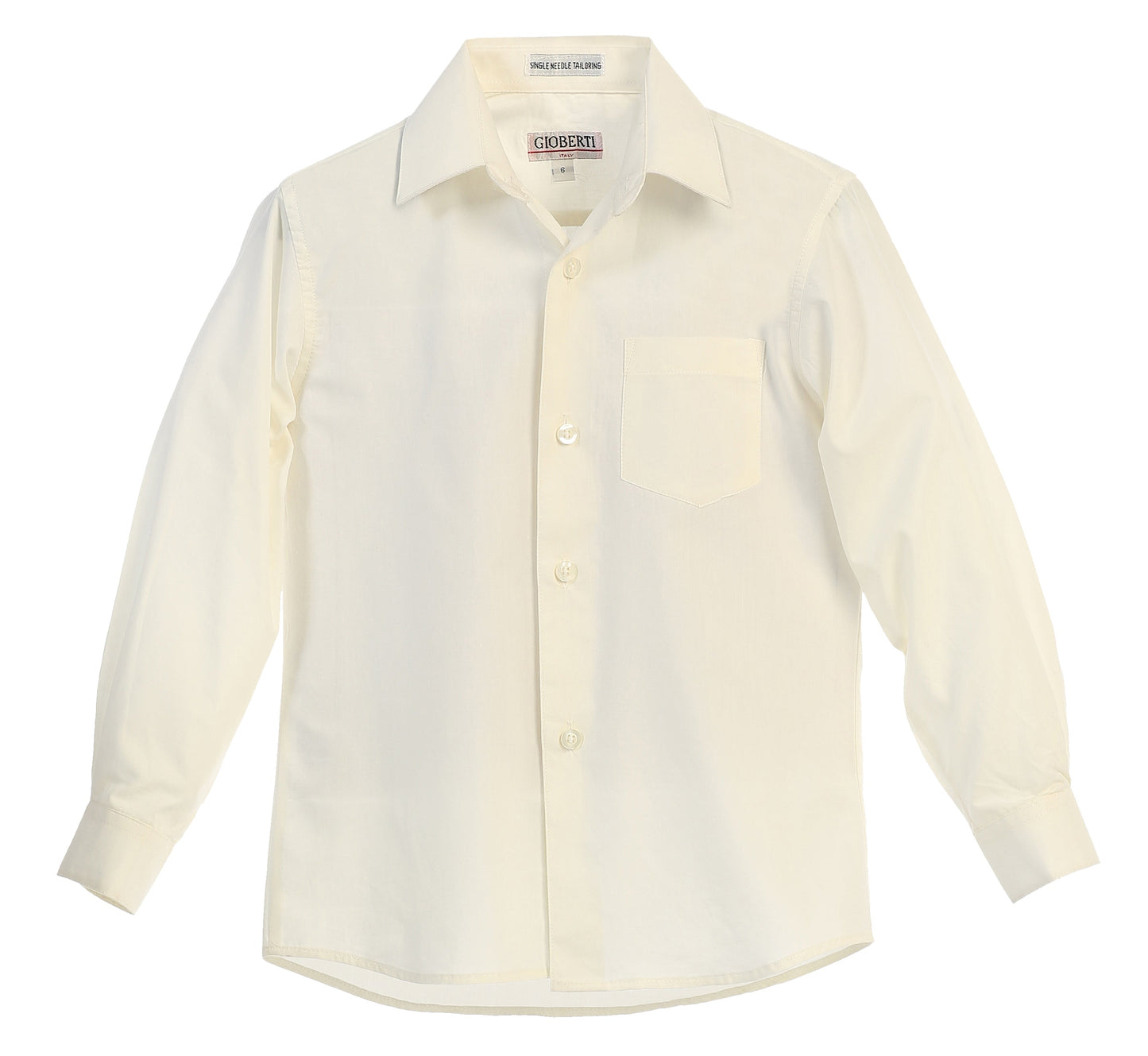 DS-85 Boys Long Sleeve Solid Dress Shirt IN 7 COLORS (BANANA-CORAL-D GRAY-IVORY-MINT-PINK-RED) SIZE 2-18