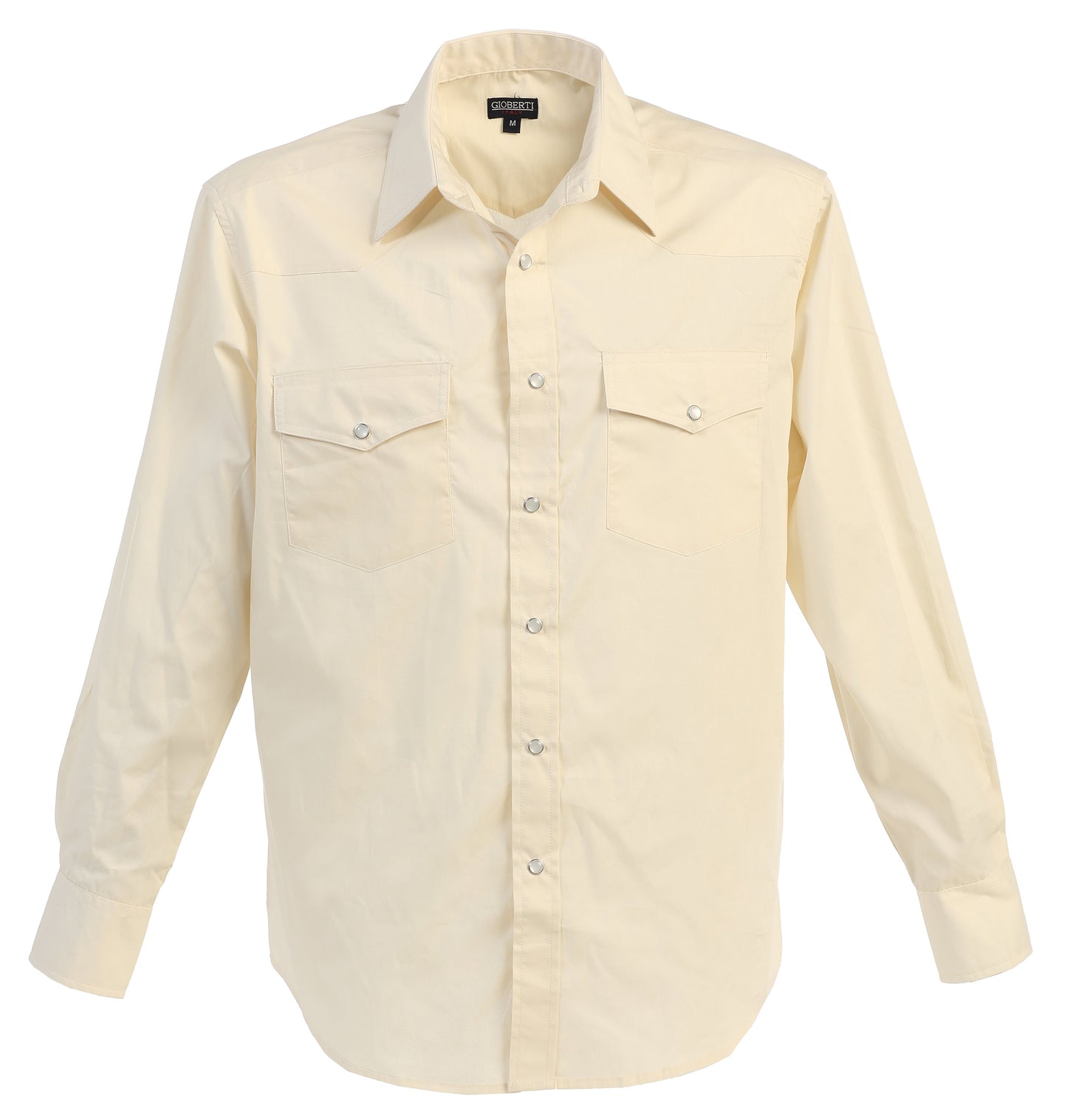 Men’s Solid Long Sleeve Western Shirt with Pearl Snap-on Buttons