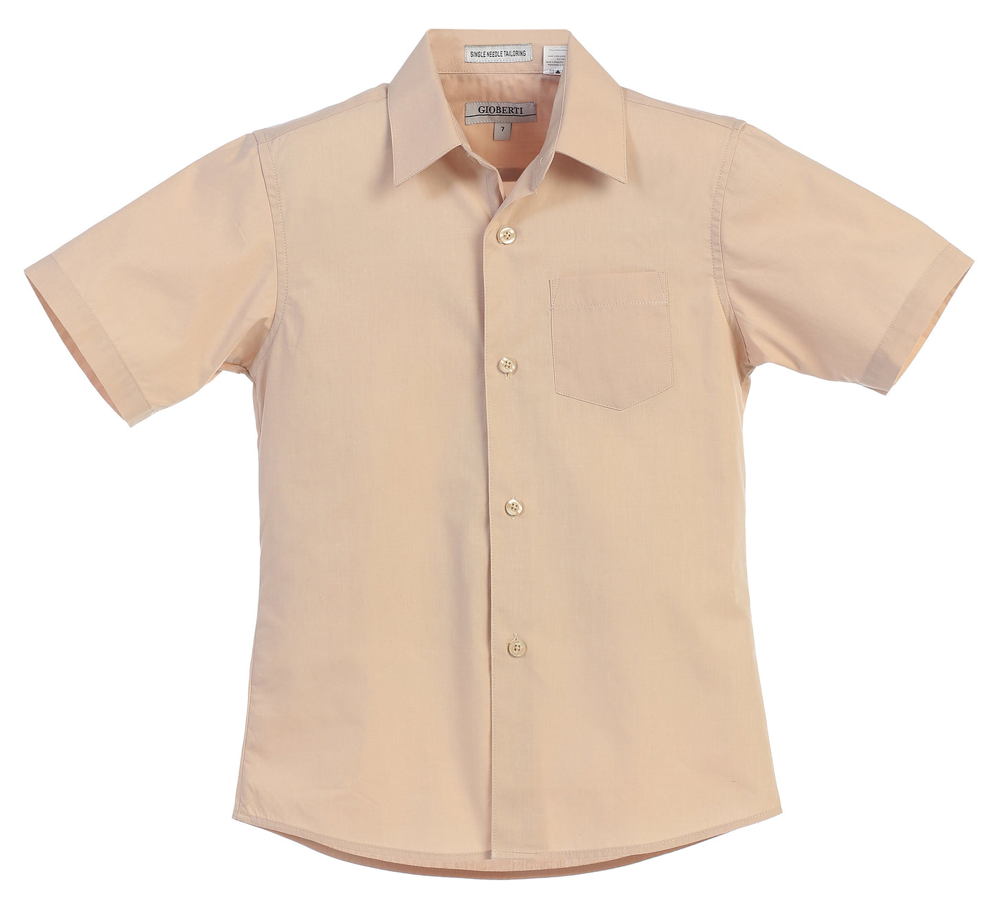 DS-85S Boy's Short Sleeve Solid Dress Shirt IN 6 CLORS (BANANA-BLACK-D GRAY-KHAKI-NAVY-WHITE) SIZE 4-18