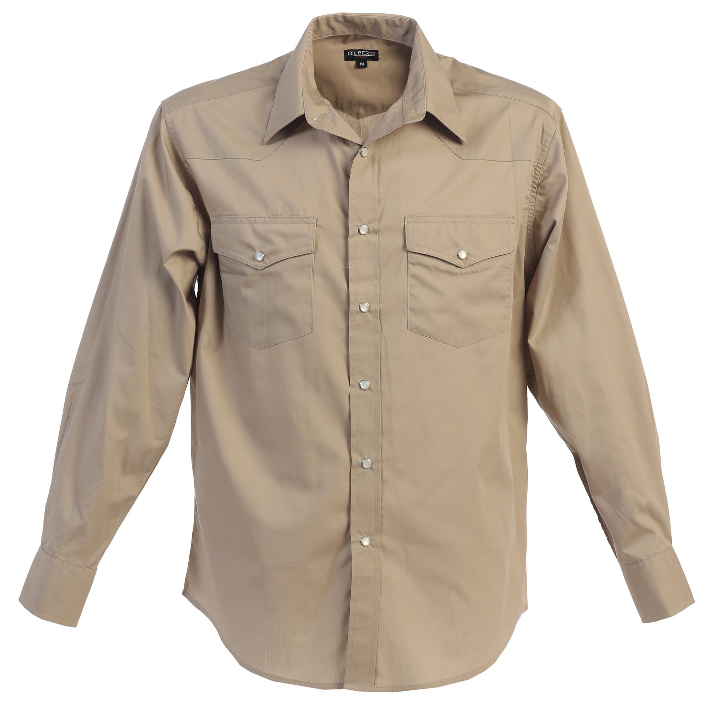 Men’s Solid Long Sleeve Western Shirt with Pearl Snap-on Buttons