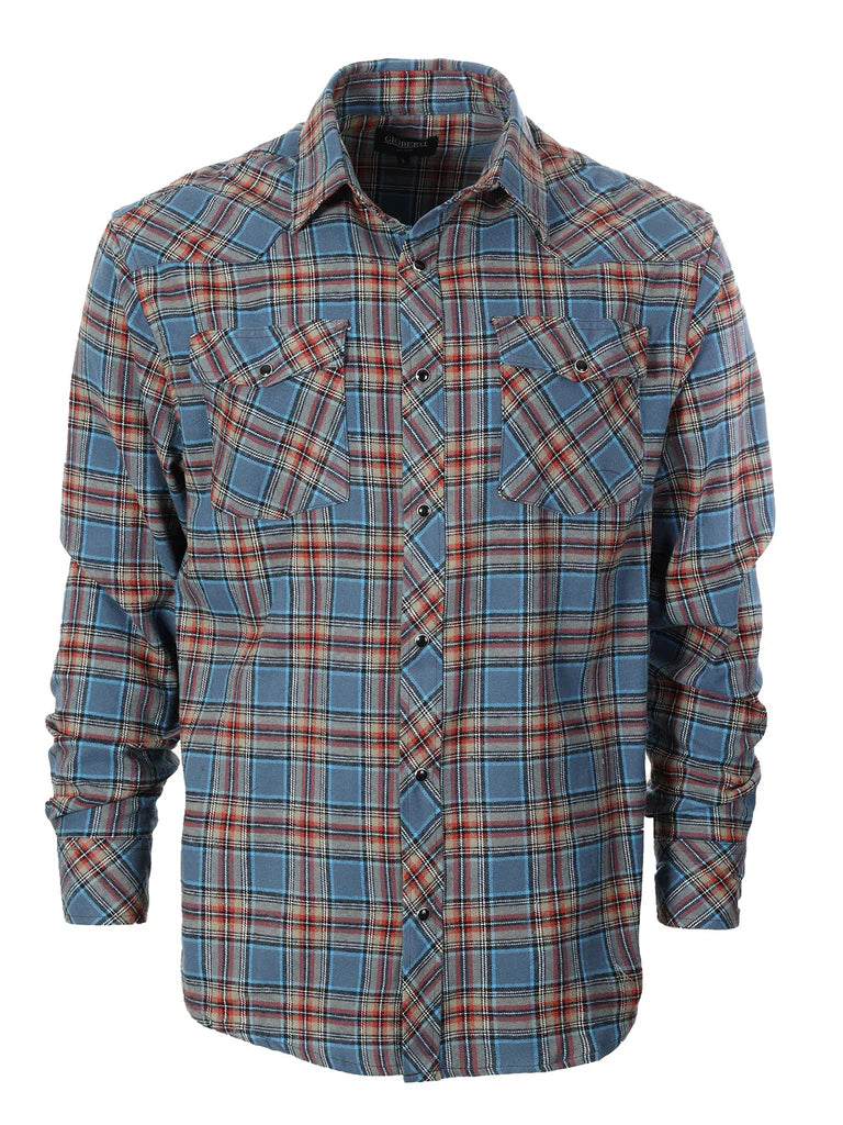 LS-92FS Men's Flannel Plaid Shirt w/ Snaps Part-A