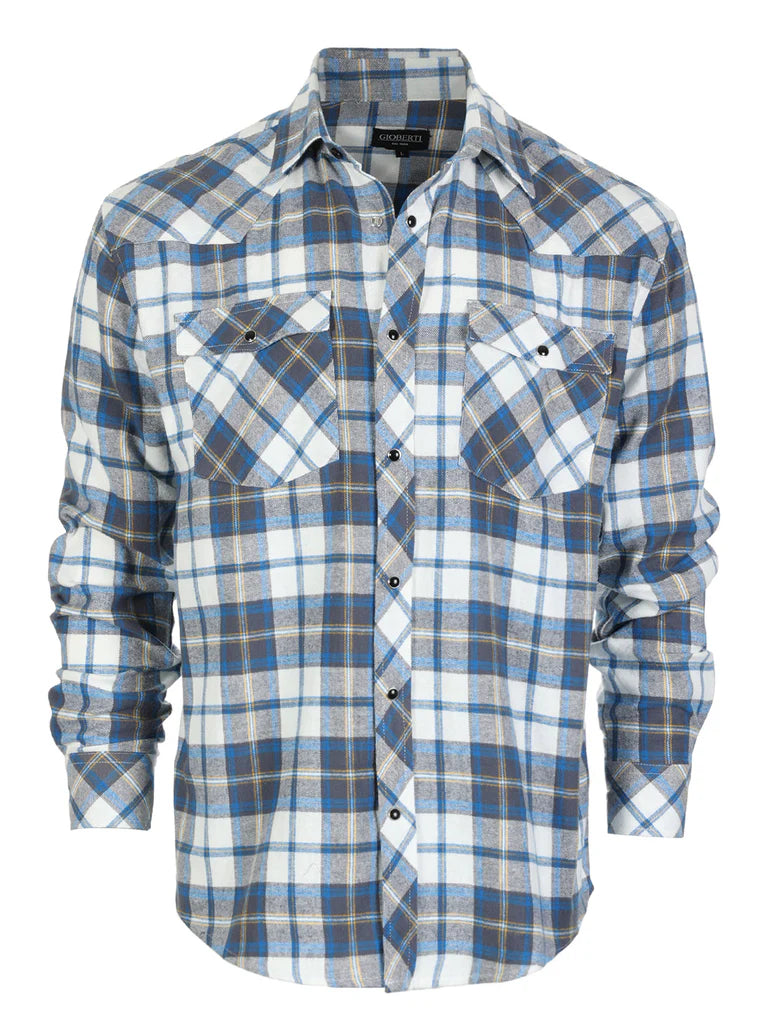 LS-92FS Men's Flannel Plaid Shirt w/ Snaps Part-A