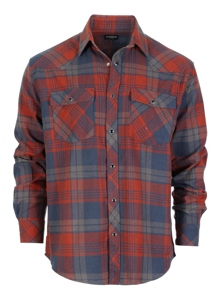 LS-92FS Men's Flannel Plaid Shirt w/ Snaps Part-A
