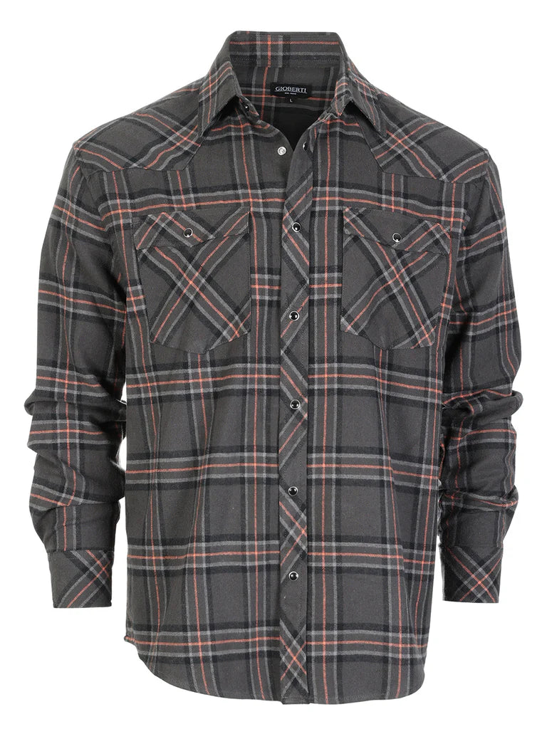 LS-92FS Men's Flannel Plaid Shirt w/ Snaps Part-A