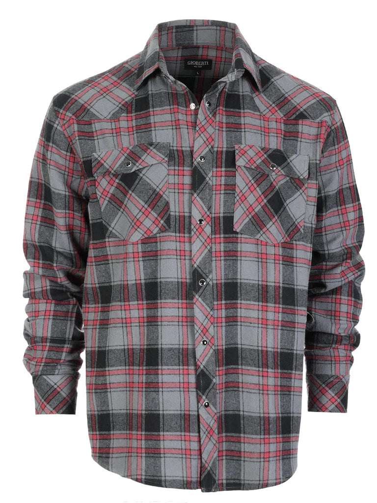 LS-92FS Men's Flannel Plaid Shirt w/ Snaps Part-B