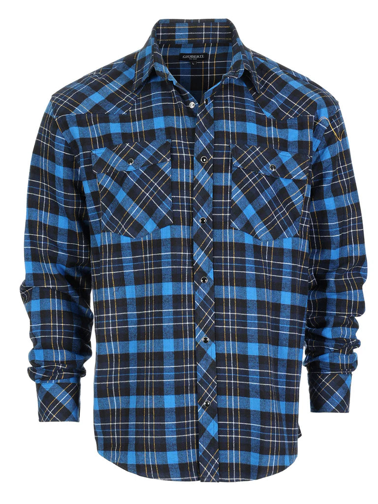 LS-92FS Men's Flannel Plaid Shirt w/ Snaps Part-B