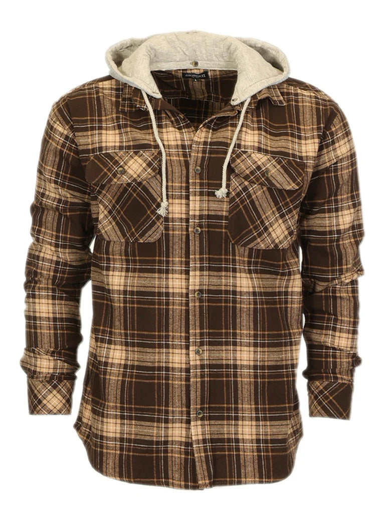 LS-92H Men's Removable Hoodie Flannel Shirt