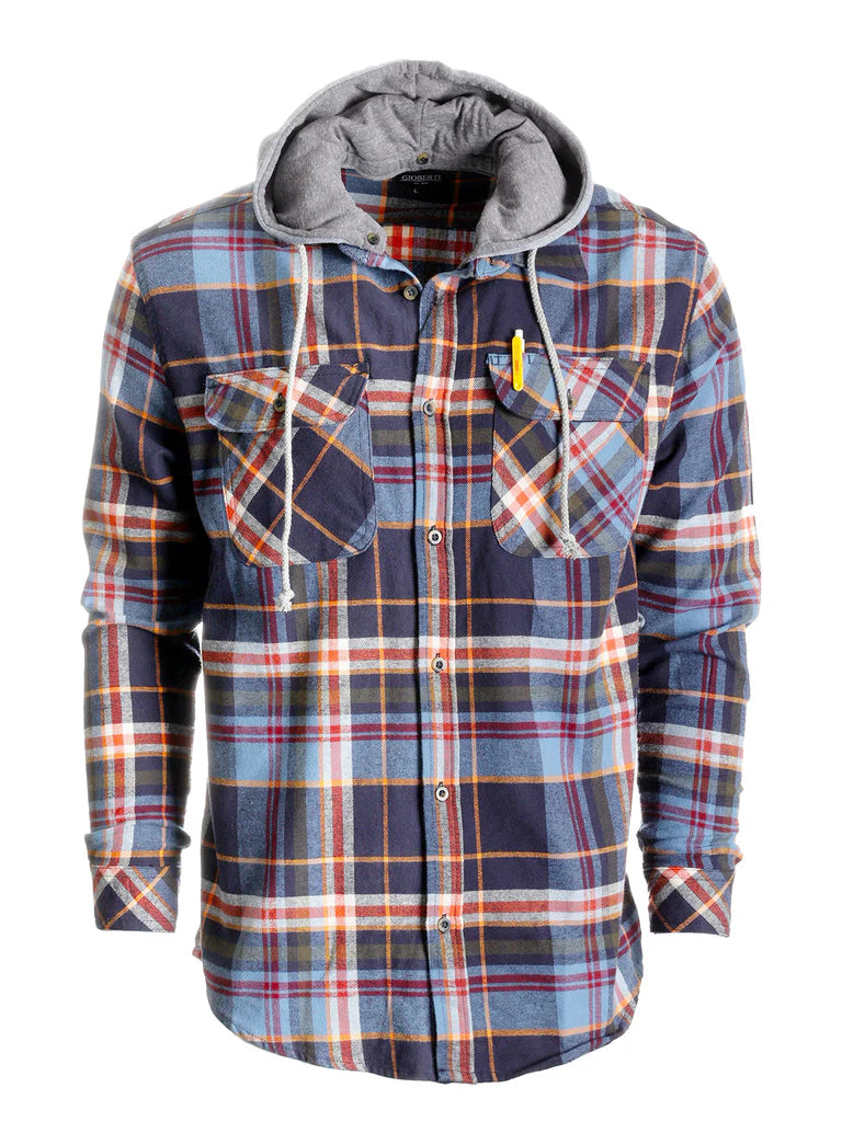 LS-92H Men's Removable Hoodie Flannel Shirt