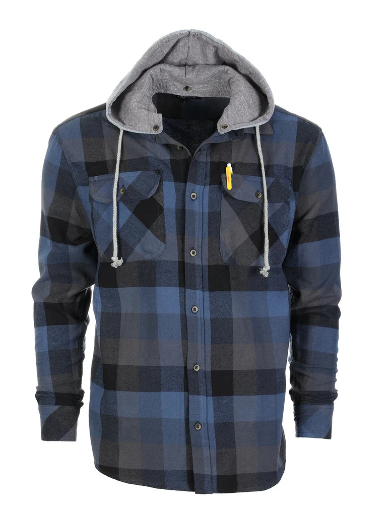 LS-92H Men's Removable Hoodie Flannel Shirt