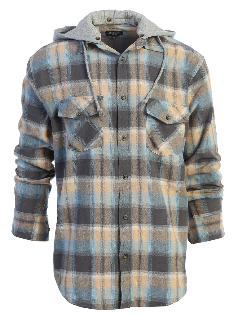 LS-92H Men's Removable Hoodie Flannel Shirt