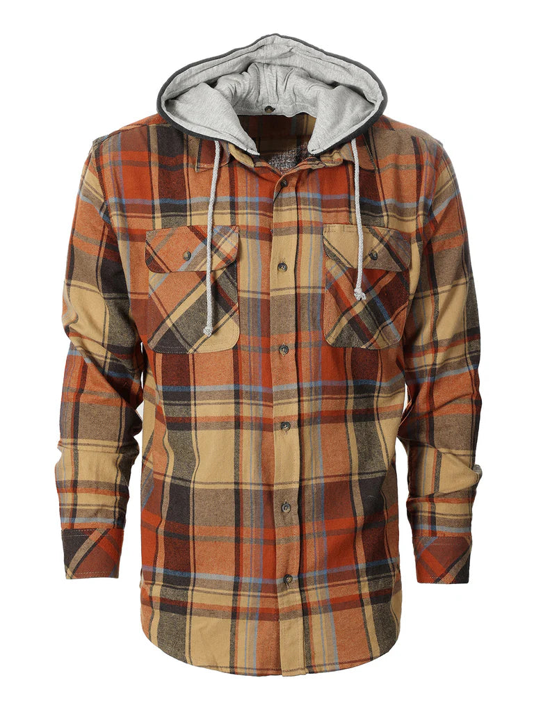LS-92H Men's Removable Hoodie Flannel Shirt