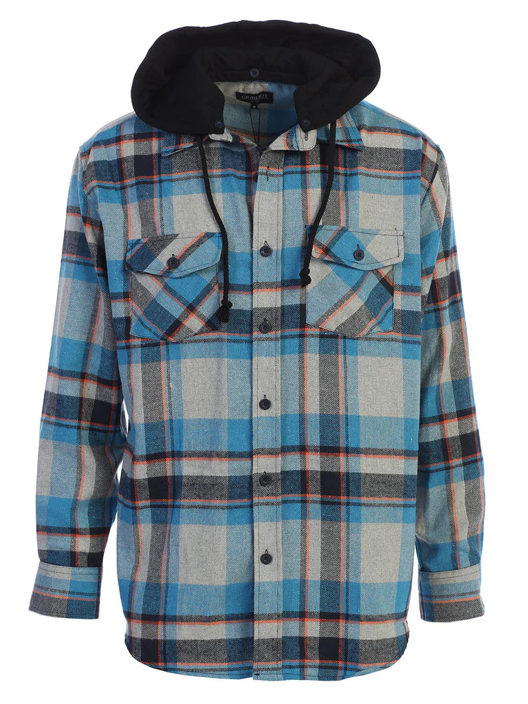 LS-92H Men's Removable Hoodie Flannel Shirt