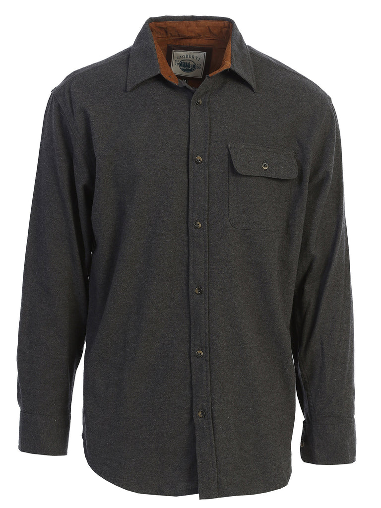LS-94FC Men's Solid Flannel w/ Corduroy Contrast