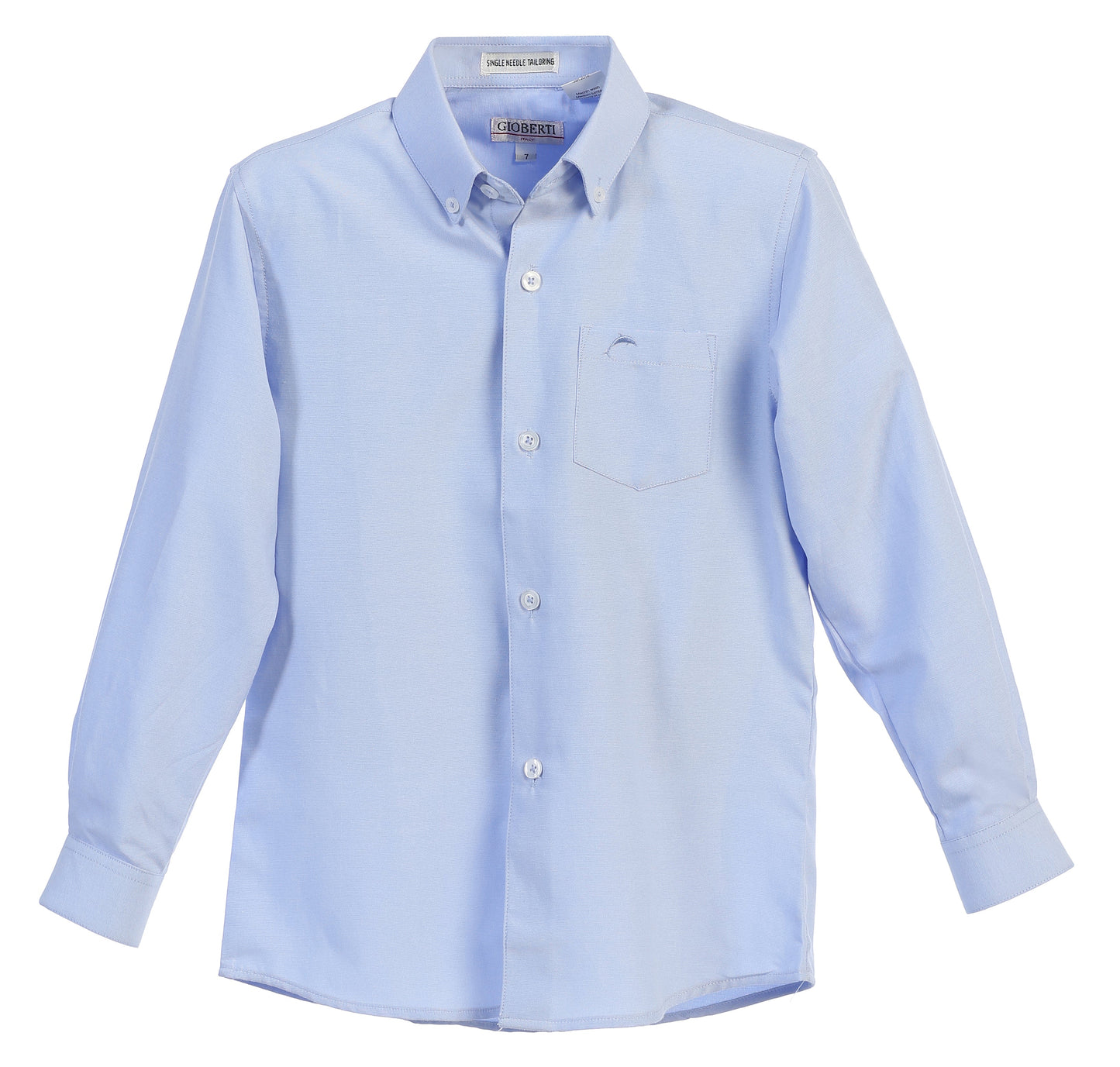 DSX-85 Boy's Oxford Long Sleeve Dress Shirt 6 COLORS (L BLUE-WHITE-PINK-AQUA-BLACK-YELLOW) SIZE 4-18