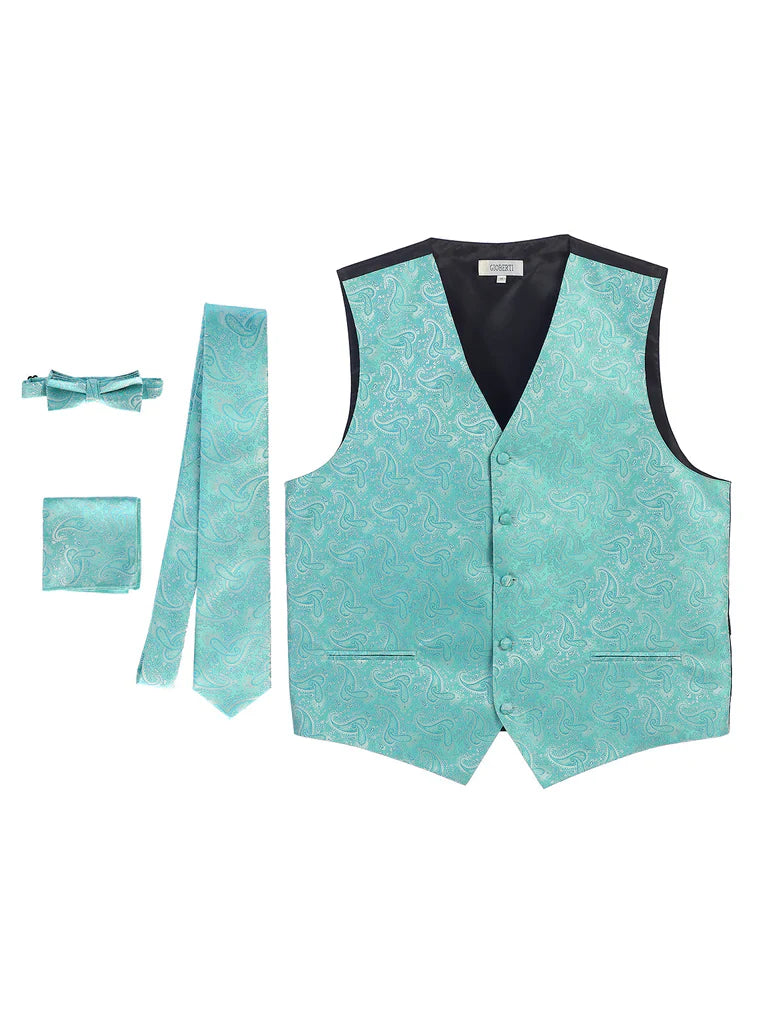 MEN'S 4PC FORMAL JACQUARD PAISLEY VEST SET