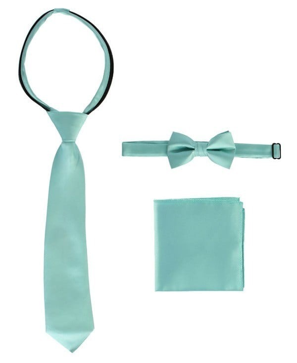 STS-BOYS-3 PC SET-SOLID-TIE-BOWTIE-P SQ-20 COLORS-SIZE 2-4 AND 5-7 AND 8-18