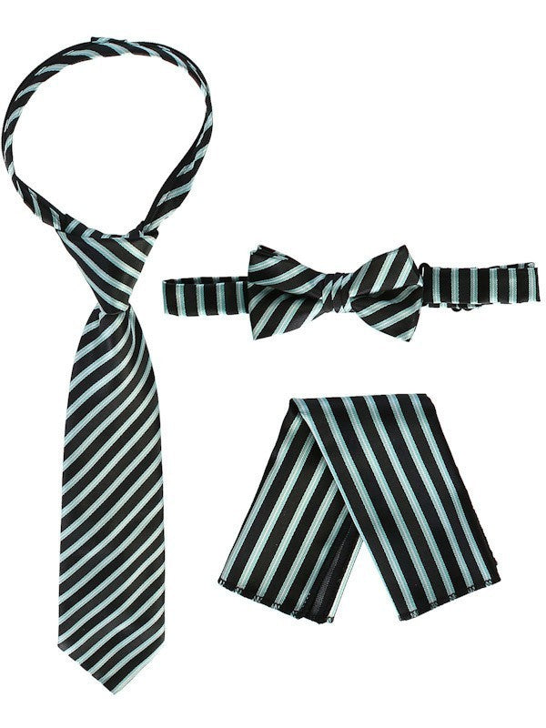 RTS-BOYS-3 PC SET-CTRIPED-TIE-BOWTIE-P SQ-17 COLORS-SIZE 2-4 AND 5-7 AND 8-18