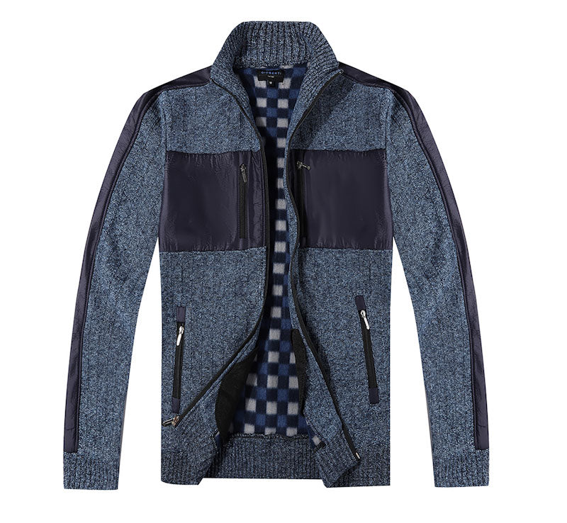 SW-914 MEN'S LONG SLEEVE FULL ZIP KNITTED CARDIGAN SWEATER