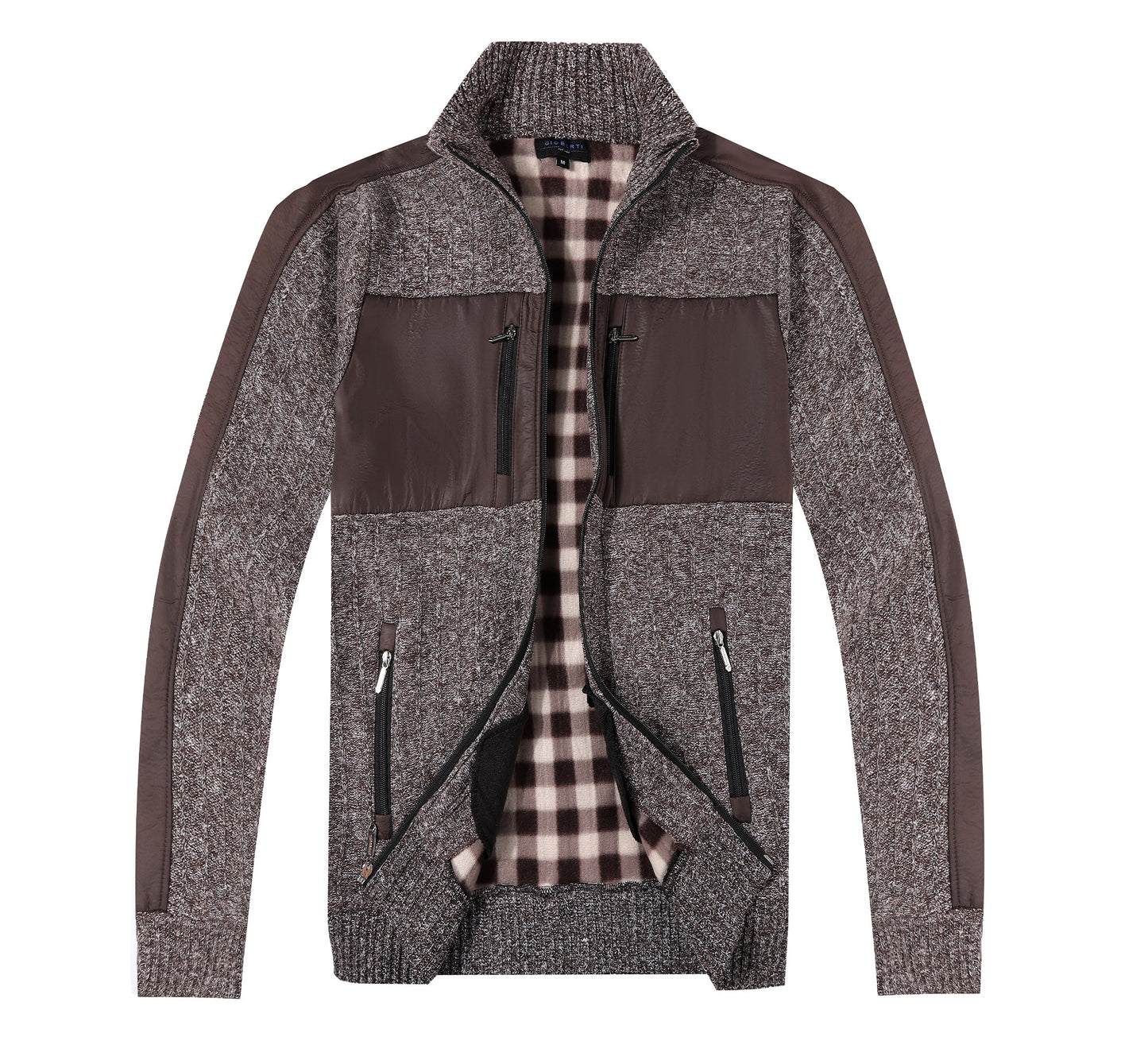 SW-914 MEN'S LONG SLEEVE FULL ZIP KNITTED CARDIGAN SWEATER