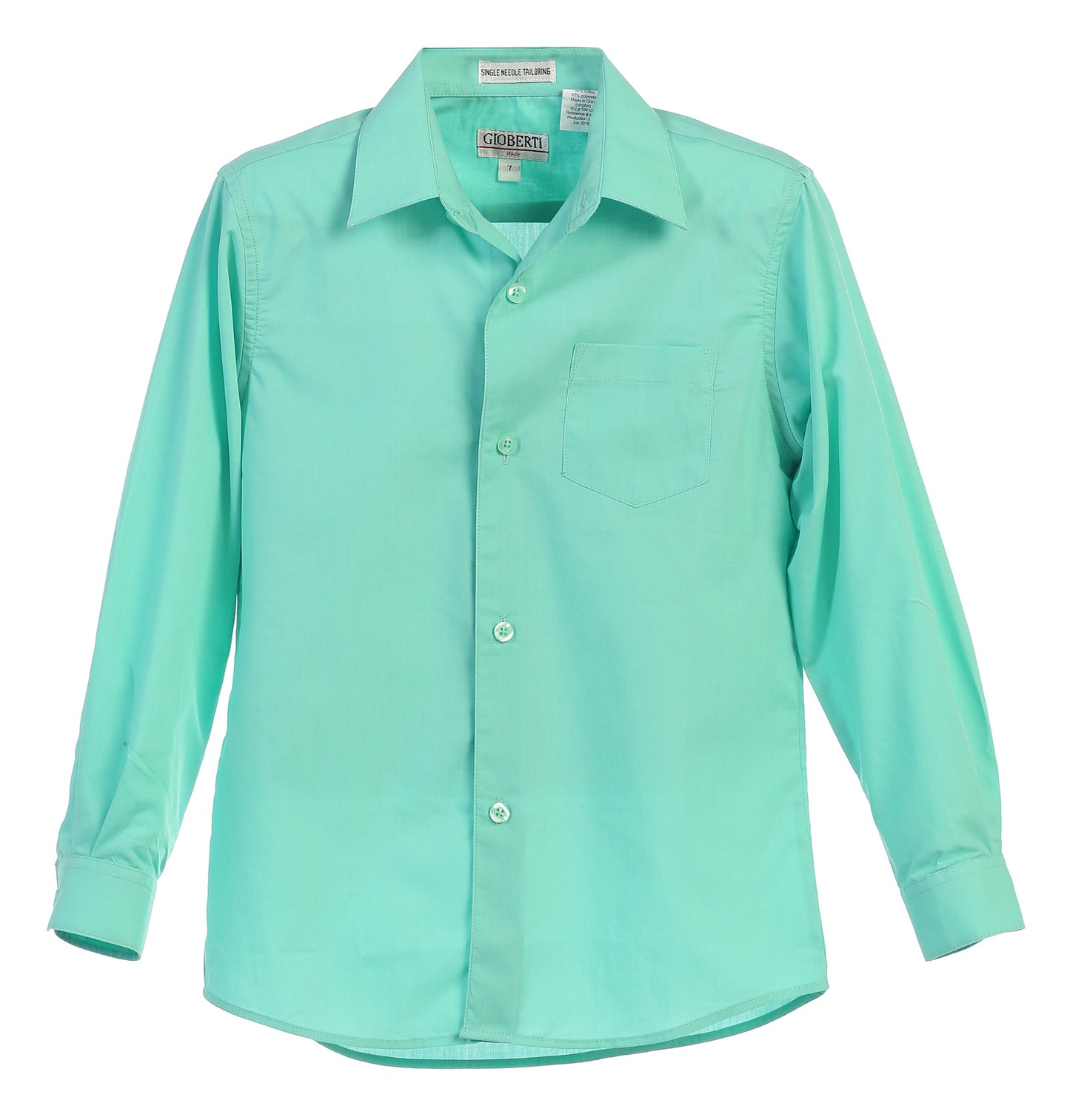 DS-85 Boys Long Sleeve Solid Dress Shirt IN 7 COLORS (BANANA-CORAL-D GRAY-IVORY-MINT-PINK-RED) SIZE 2-18