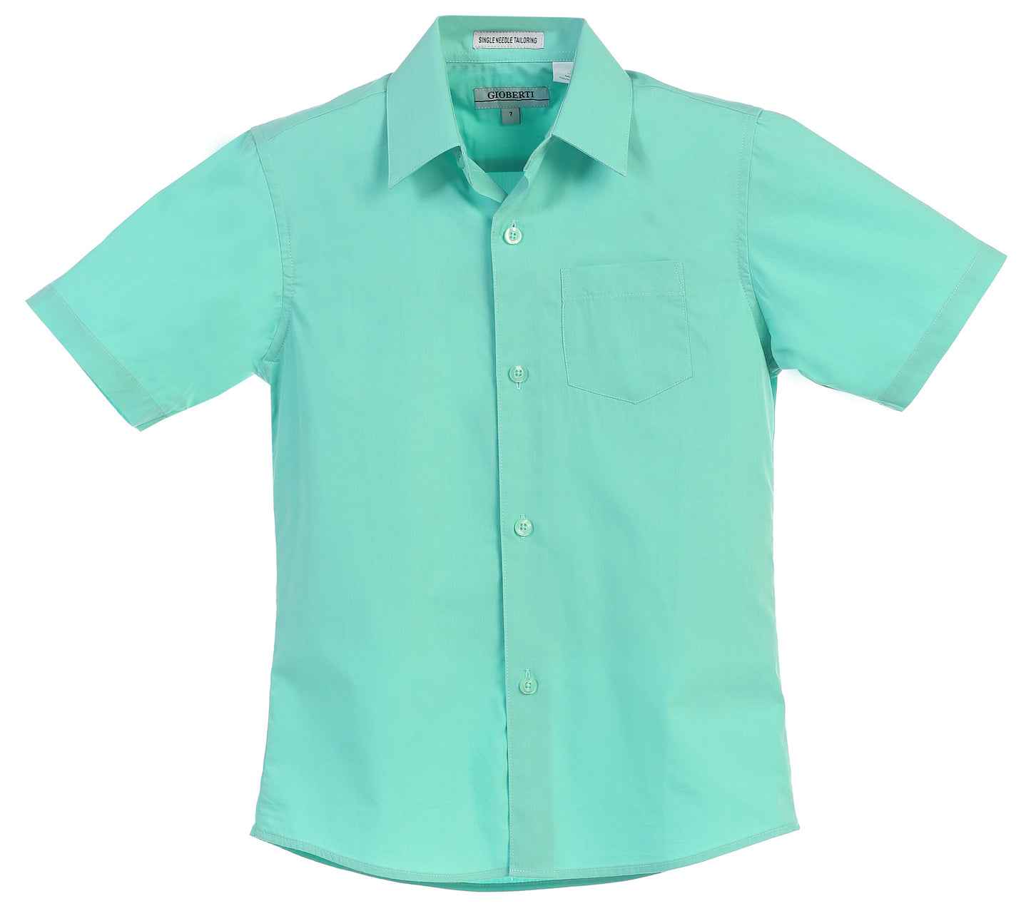 DS-85S Boy's Short Sleeve Solid Dress Shirt IN 6 CLORS (BURG-L BLUE-IVORY-GREEN-MINT-TEAL) SIZE 4-18
