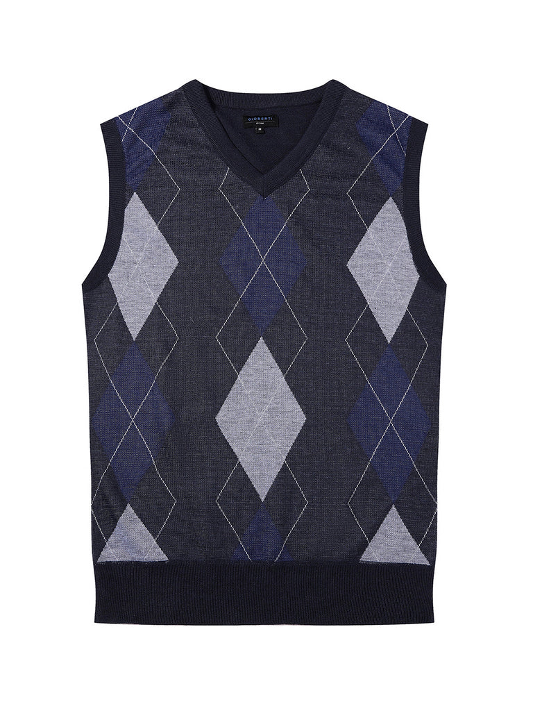 SW-920 Men's Super Soft Diamond Knitted Sleeveless Vest