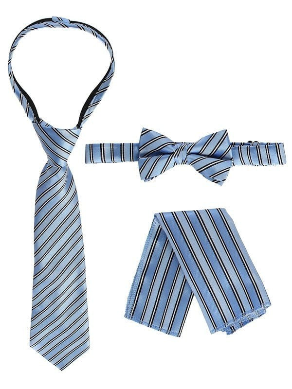 RTS-BOYS-3 PC SET-CTRIPED-TIE-BOWTIE-P SQ-17 COLORS-SIZE 2-4 AND 5-7 AND 8-18