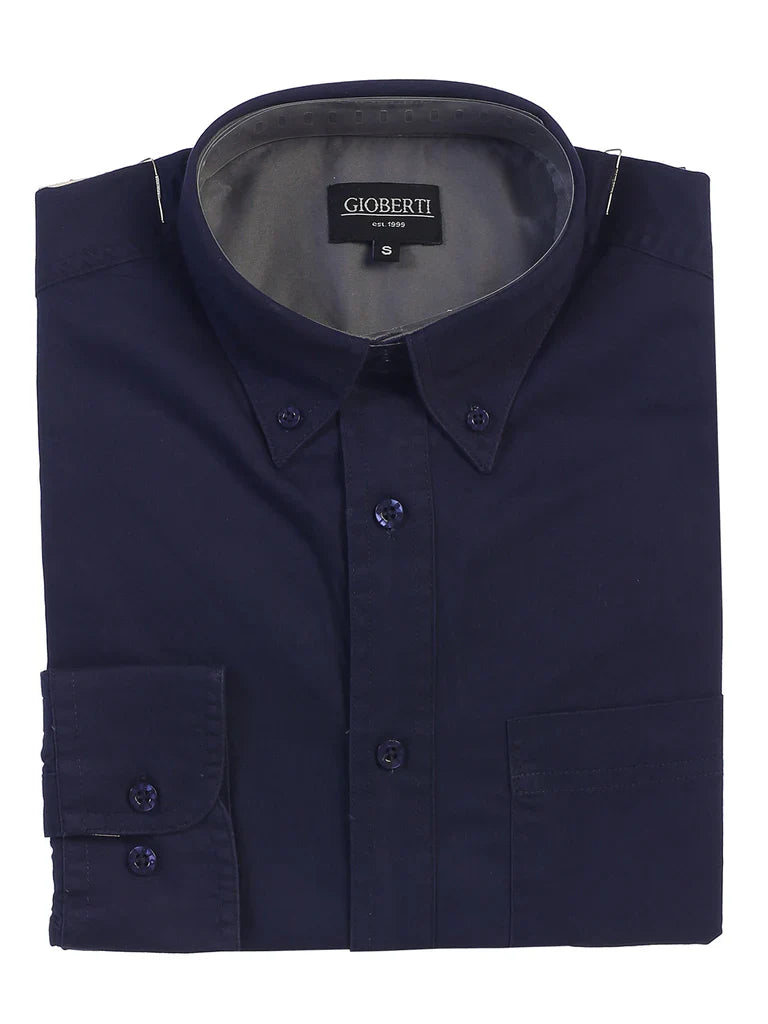 MEN'S TWILL SHIRT W/ CONTRAST COLLAR