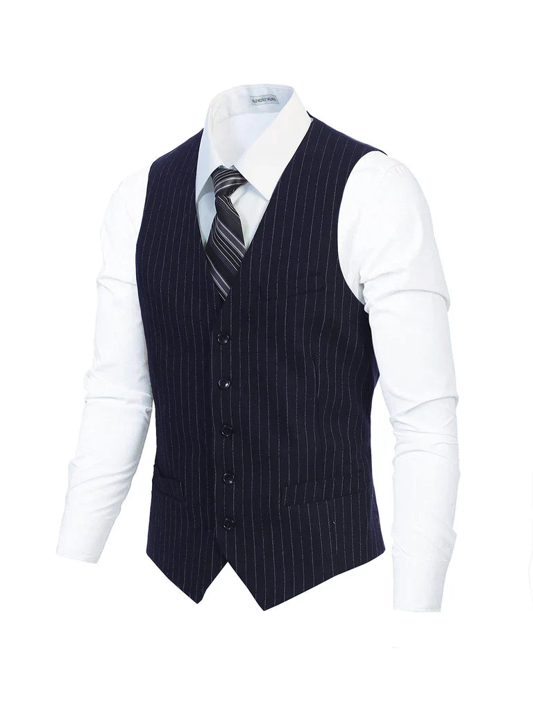 VS-954 MEN'S 5N BUTTON FORMAL STRIPE SUIT VEST
