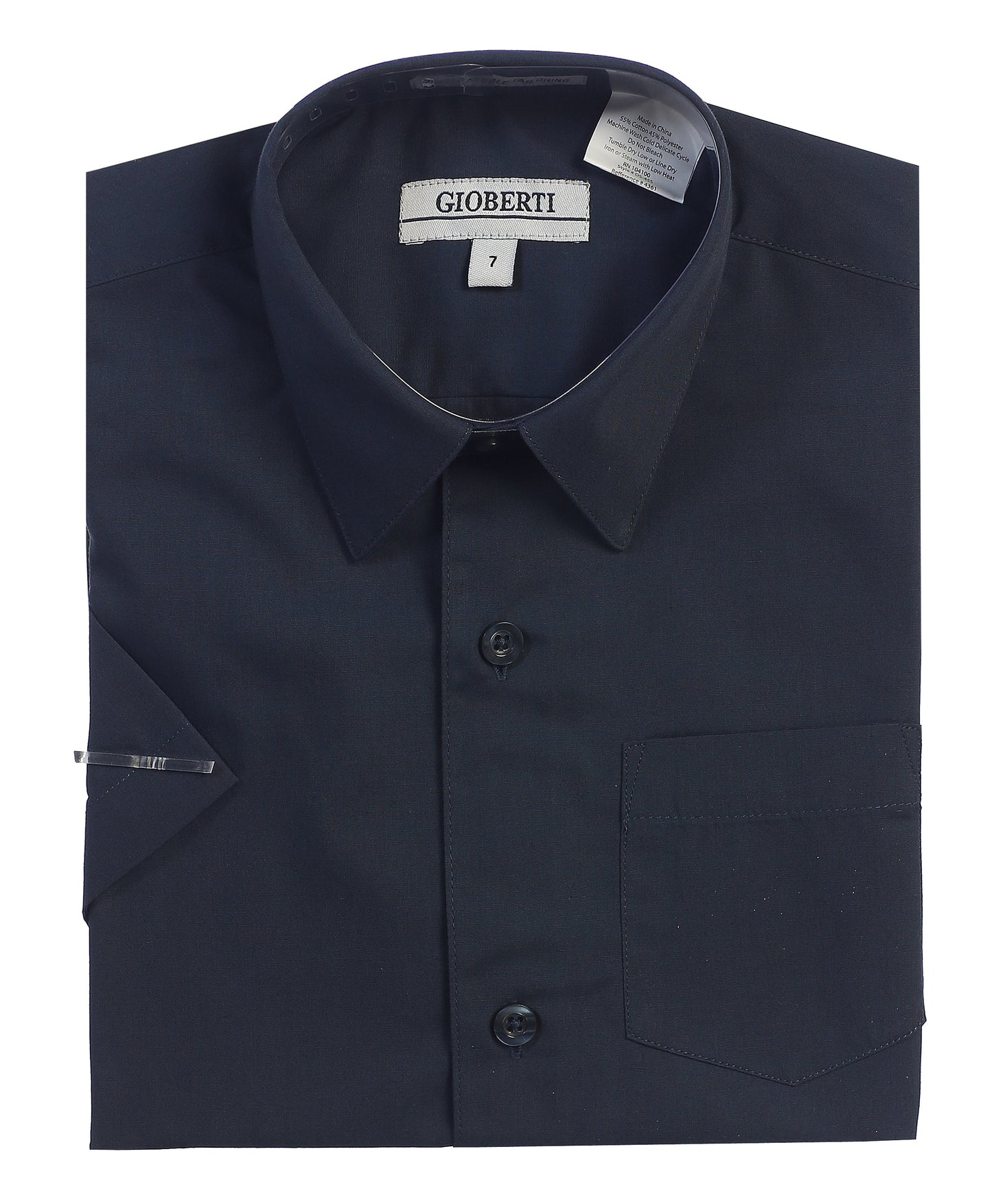 DS-85S Boy's Short Sleeve Solid Dress Shirt IN 6 CLORS (BANANA-BLACK-D GRAY-KHAKI-NAVY-WHITE) SIZE 4-18