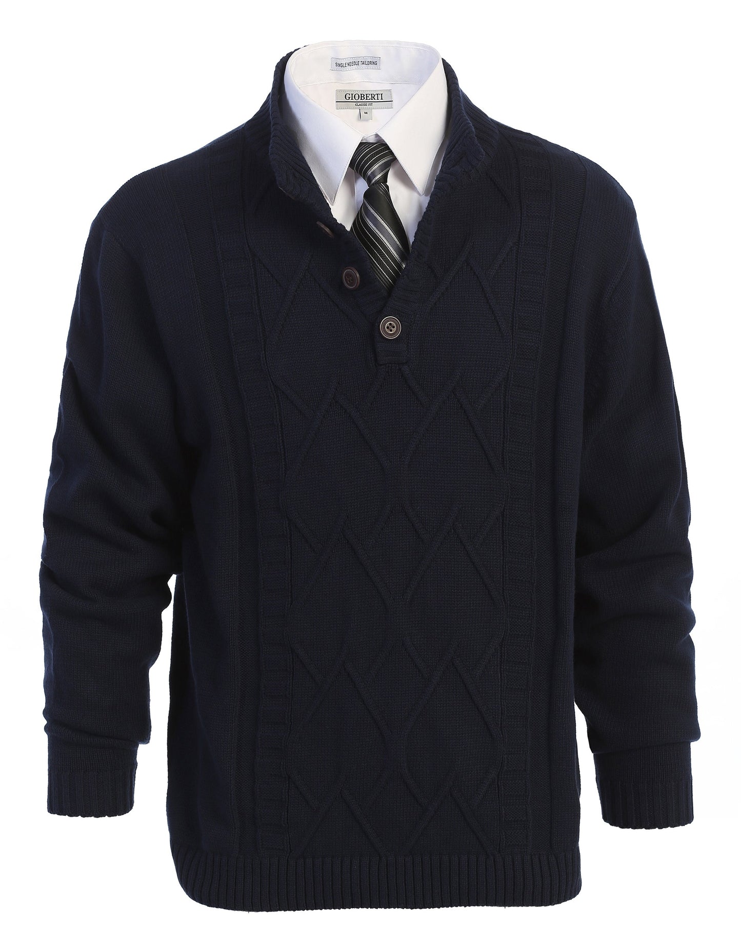 MEN'S 3 BUTTON DOWN COLLAR KNITTED PULLOVER SWEATER