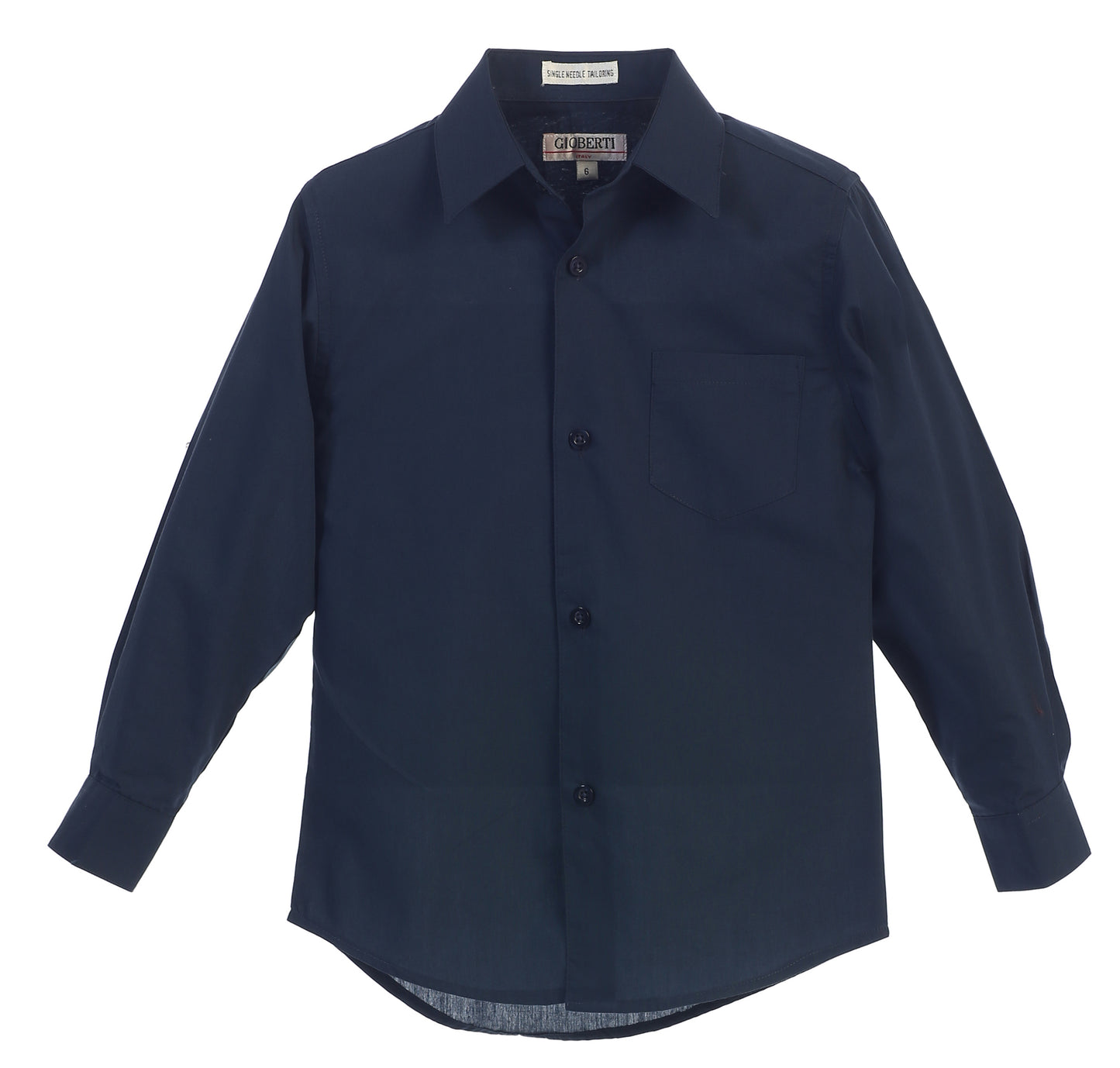 DS-85 Boys Long Sleeve Solid Dress Shirt IN 6 COLORS (BURG-TURQ-NAVY-TEAL GREEN-TEAL-FUCSHIA) SIZE 2-18