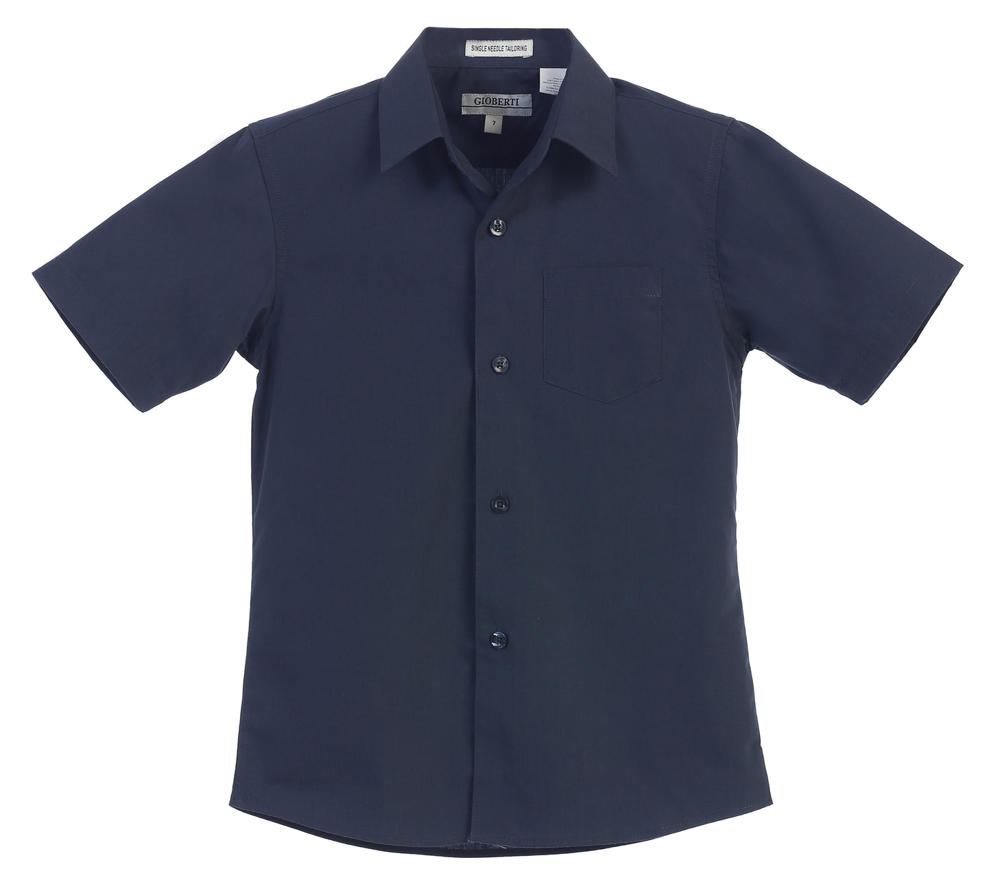 DS-85S Boy's Short Sleeve Solid Dress Shirt IN 6 CLORS (BANANA-BLACK-D GRAY-KHAKI-NAVY-WHITE) SIZE 4-18