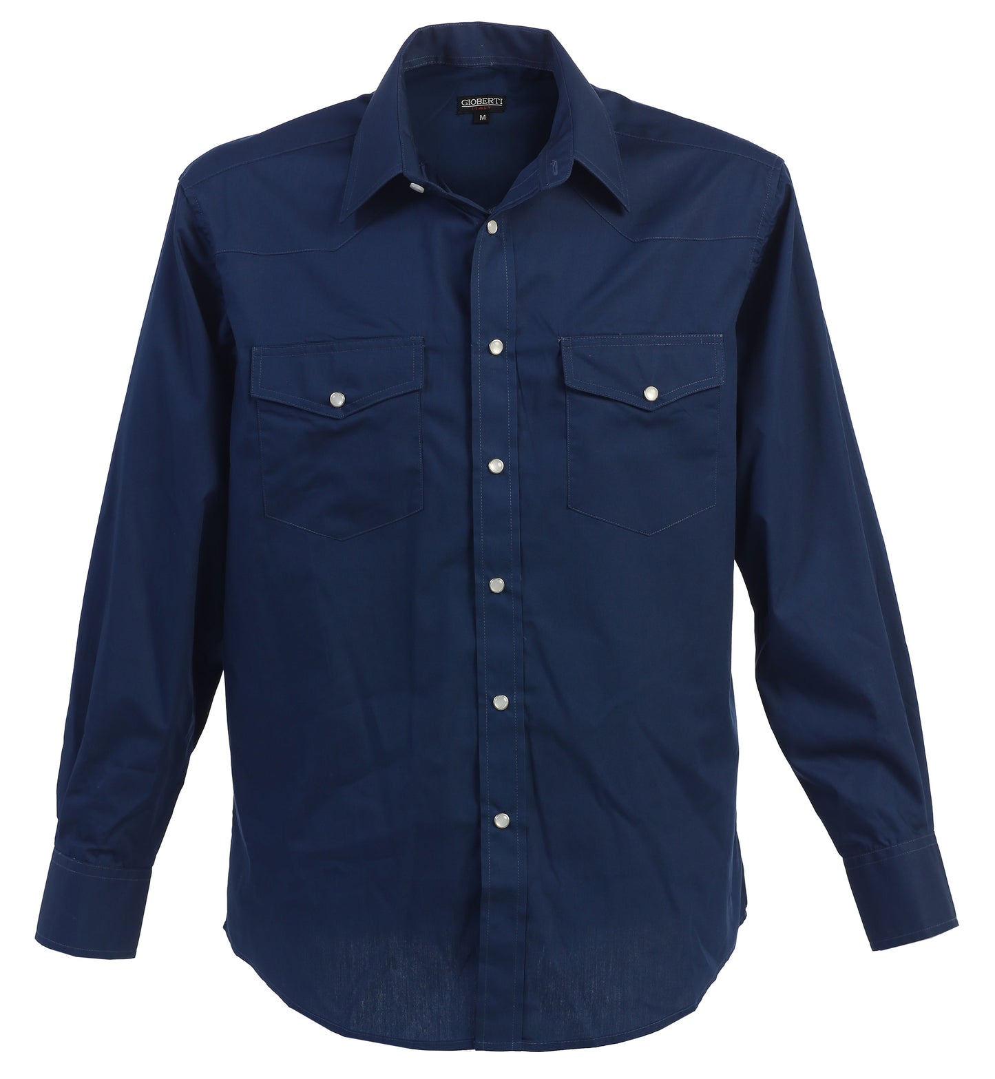Men’s Solid Long Sleeve Western Shirt with Pearl Snap-on Buttons