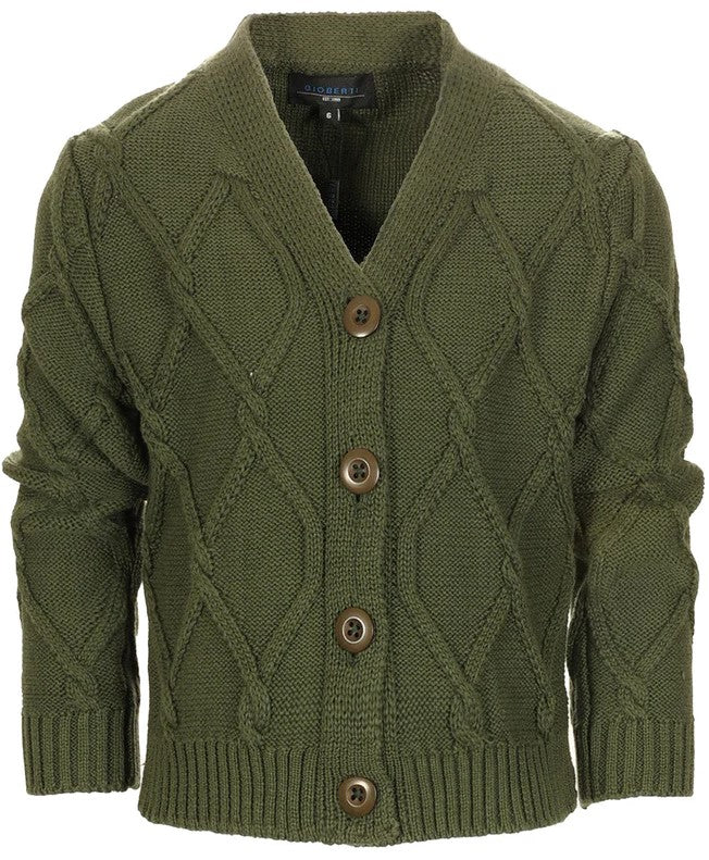 SW-895 CARDIGAN KNITTED V-NECK SWEATER - 6 COLORS - SIZE 2-18