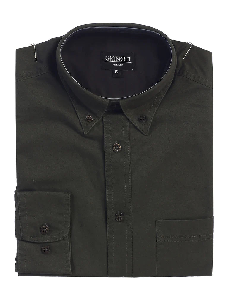 MEN'S TWILL SHIRT W/ CONTRAST COLLAR