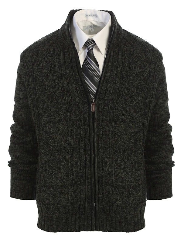 AF-1203 MEN'S CARDIGAN TWISTED FULL ZIP KNITTED SWEATER