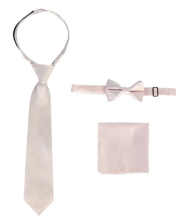 STS-BOYS-3 PC SET-SOLID-TIE-BOWTIE-P SQ-20 COLORS-SIZE 2-4 AND 5-7 AND 8-18