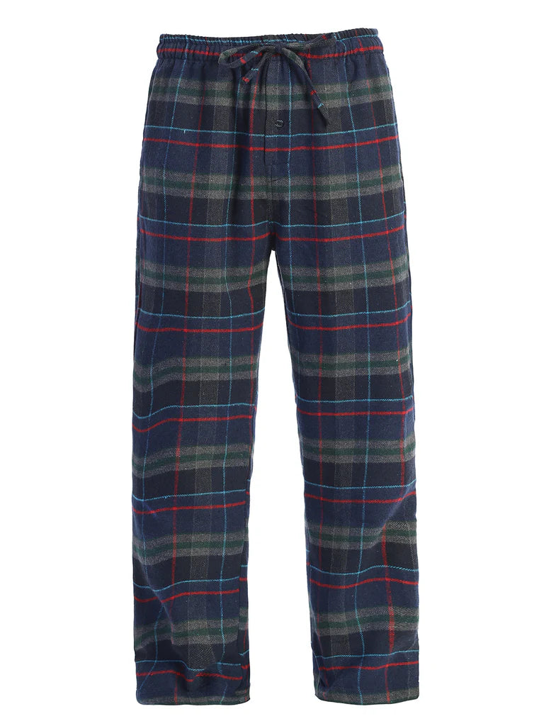 PJ-92 Men's Yarn Dye Brushed Flannel Pajama Pants, Elastic Waist