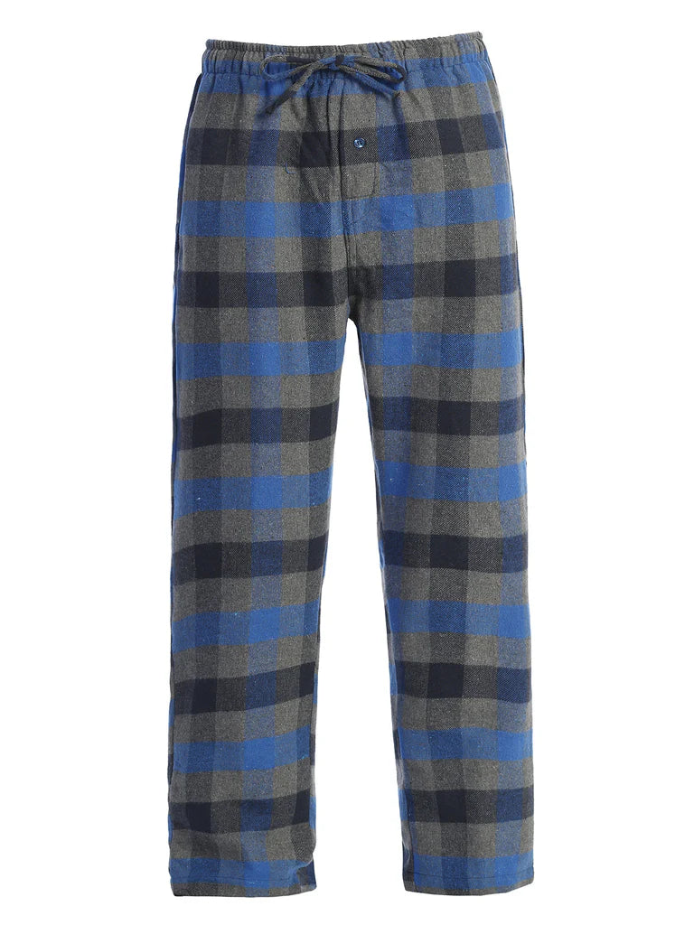 PJ-92 Men's Yarn Dye Brushed Flannel Pajama Pants, Elastic Waist