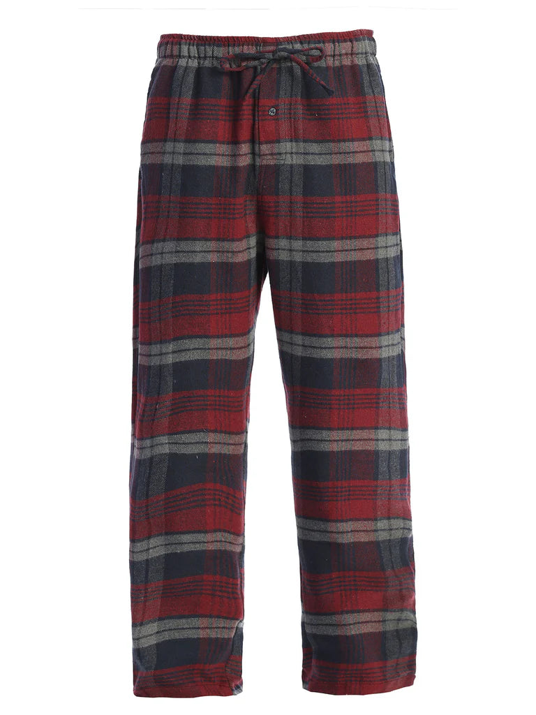 PJ-92 Men's Yarn Dye Brushed Flannel Pajama Pants, Elastic Waist