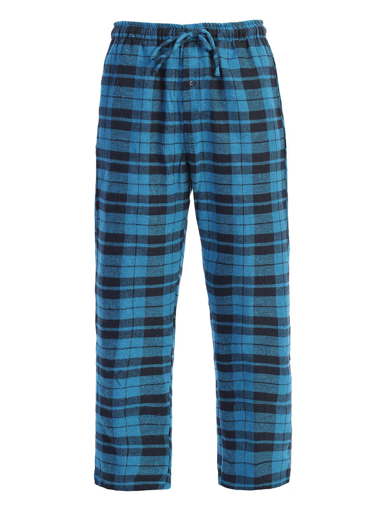 PJ-92 Men's Yarn Dye Brushed Flannel Pajama Pants, Elastic Waist