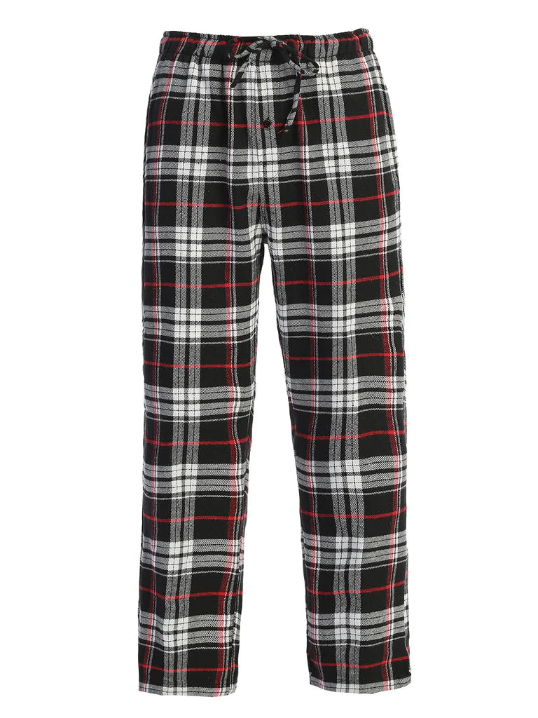 PJ-92 Men's Yarn Dye Brushed Flannel Pajama Pants, Elastic Waist