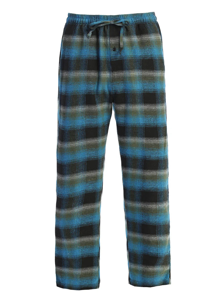 PJ-92 Men's Yarn Dye Brushed Flannel Pajama Pants, Elastic Waist