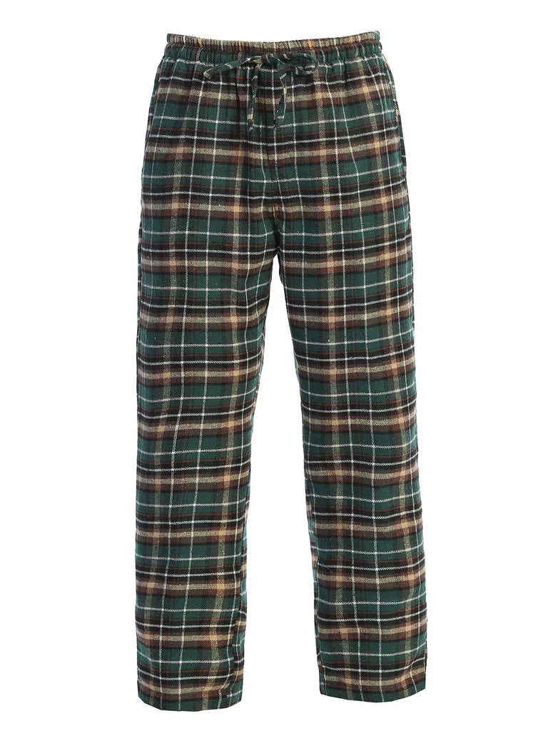 PJ-92 Men's Yarn Dye Brushed Flannel Pajama Pants, Elastic Waist