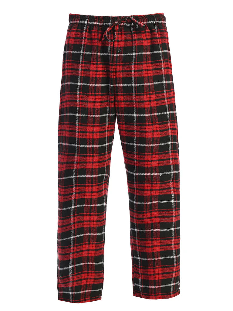 PJ-92 Men's Yarn Dye Brushed Flannel Pajama Pants, Elastic Waist